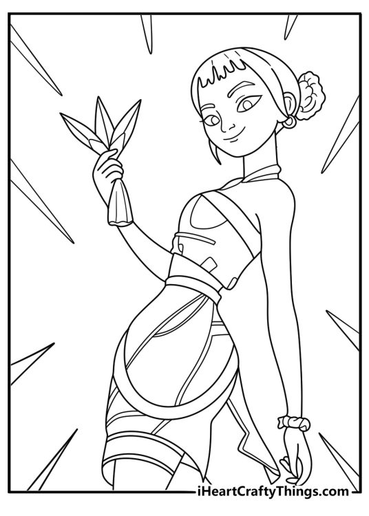 zoey with bow and arrows fun kpop demon hunters coloring page