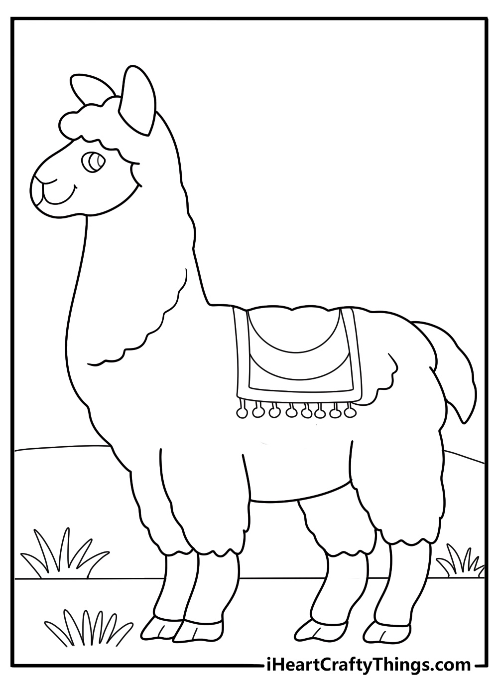 alpaca with decorated saddle traditional coloring page