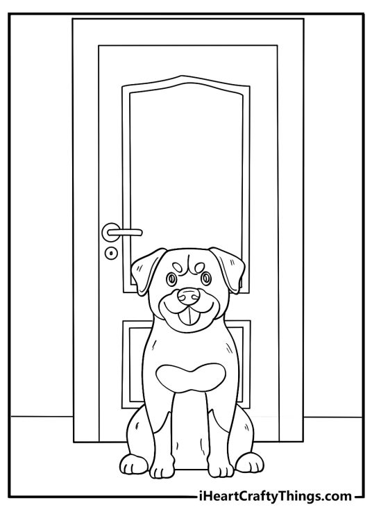 rottweiler guarding a house simple coloring page