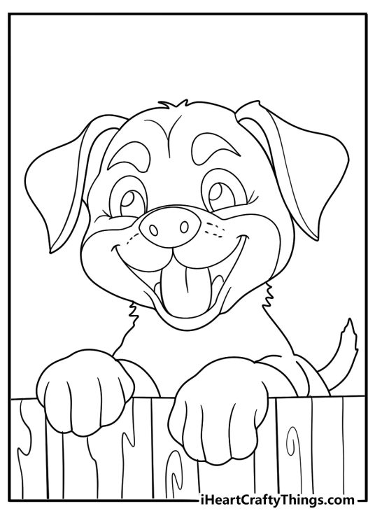 rottweiler looking through a fence easy coloring page