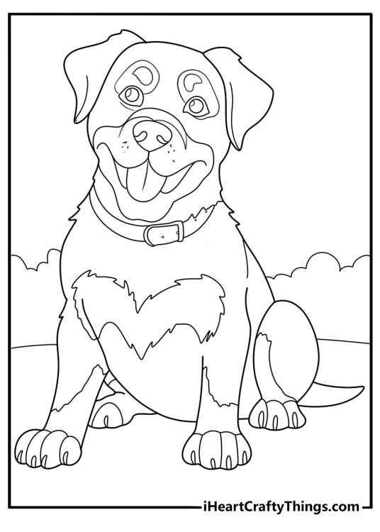 rottweiler wearing a collar printable coloring page