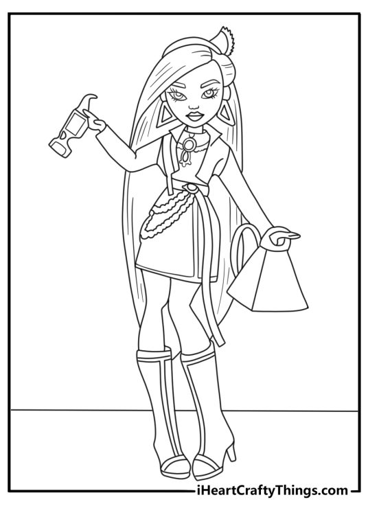 Cleo de Nile royal pose with scarab belt detailed coloring page pdf