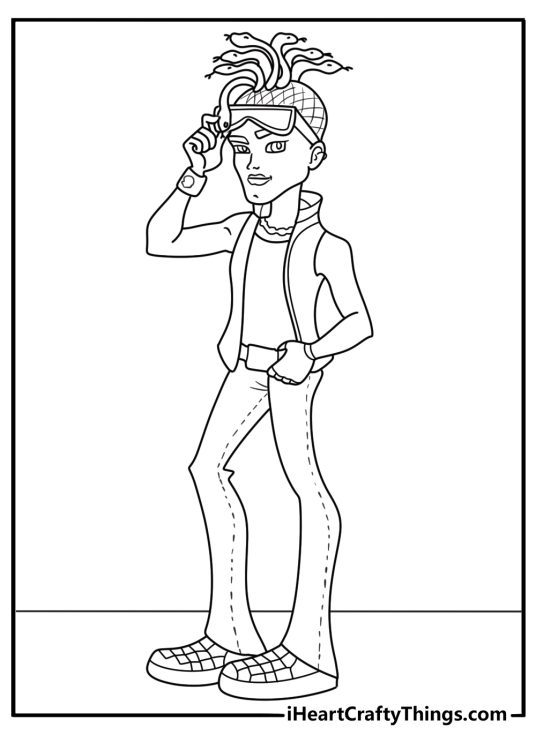 Deuce Gorgon lifting shades snakes hair stone wall coloring page for adults