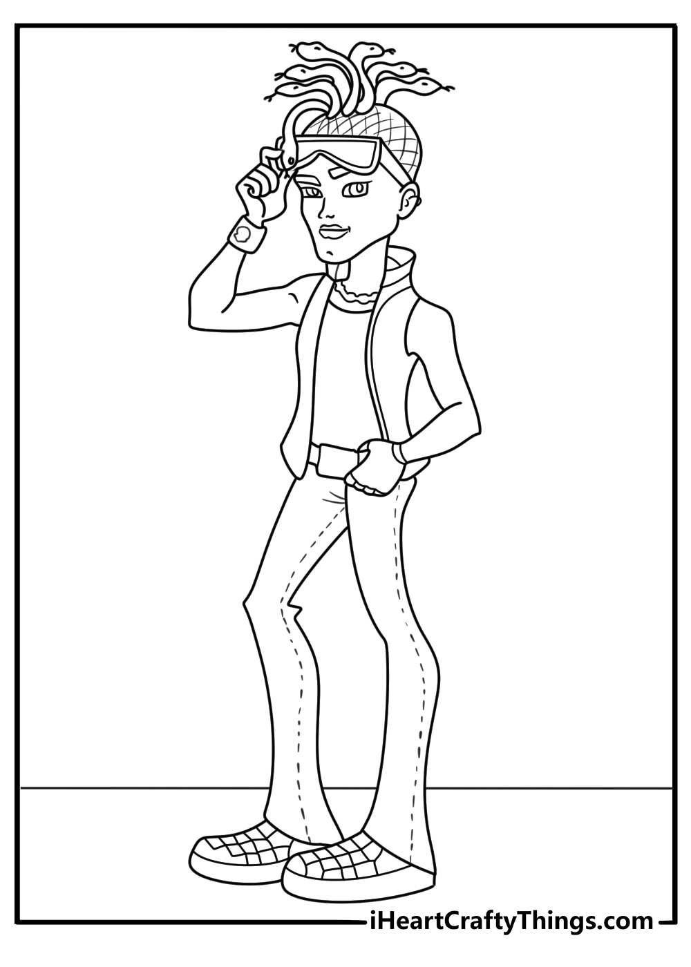 Deuce Gorgon lifting shades snakes hair stone wall coloring page for adults