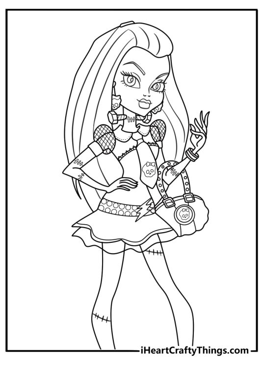 Frankie Stein sparks at neck bolts detailed coloring sheet pdf