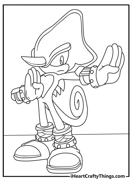 Free coloring page of Espio the Chameleon in a ninja pose