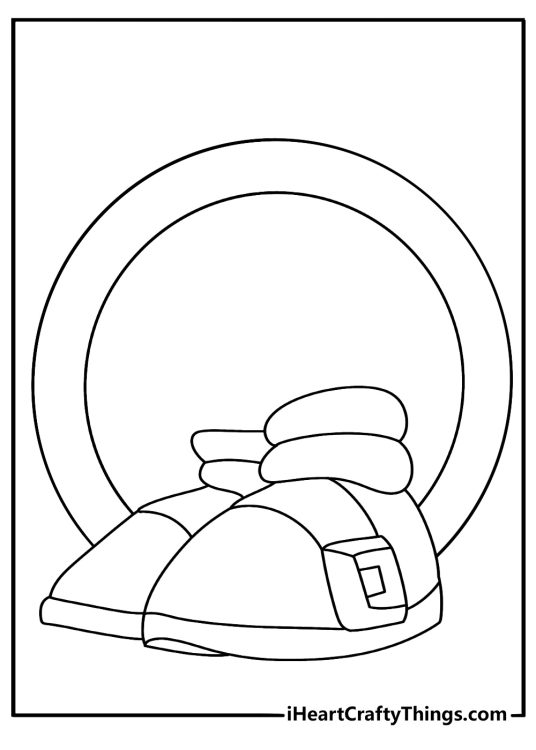 Simple Sonic coloring sheet with Sonic shoes beside golden rings