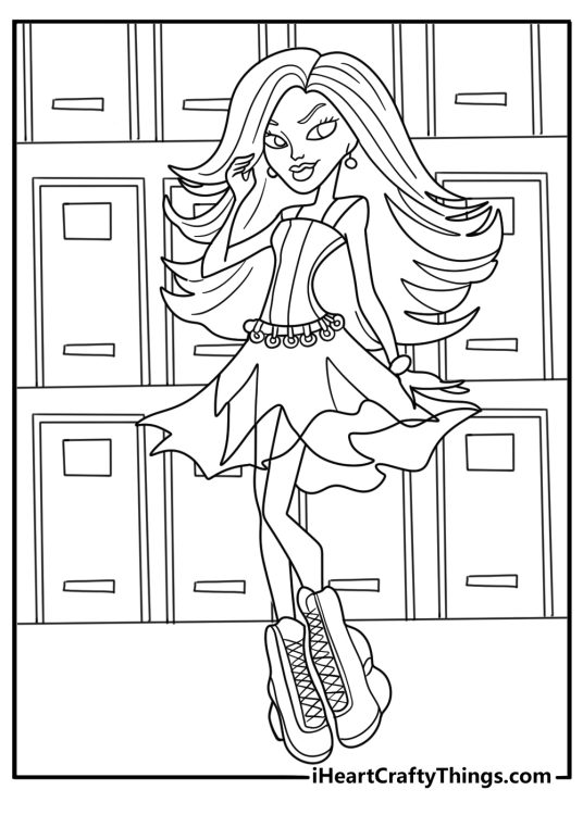 Spectra Vondergeist ghost glide through lockers simple coloring printable pdf
