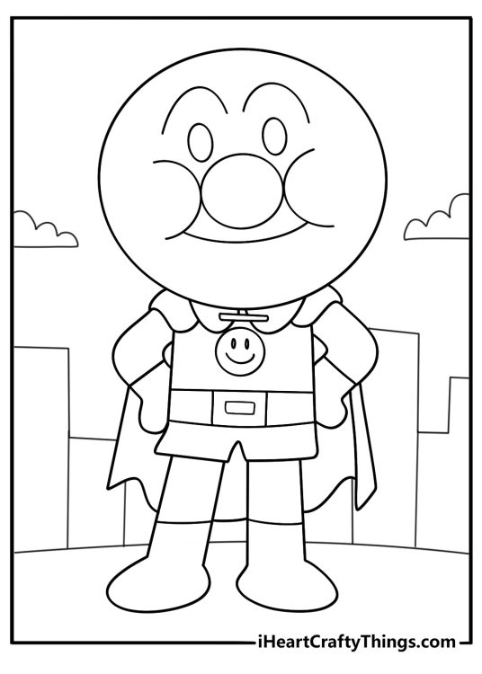 anpanman detailed line art coloring page for adults download