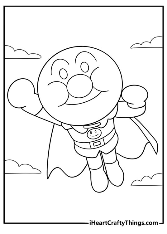 anpanman flying hero easy coloring sheet