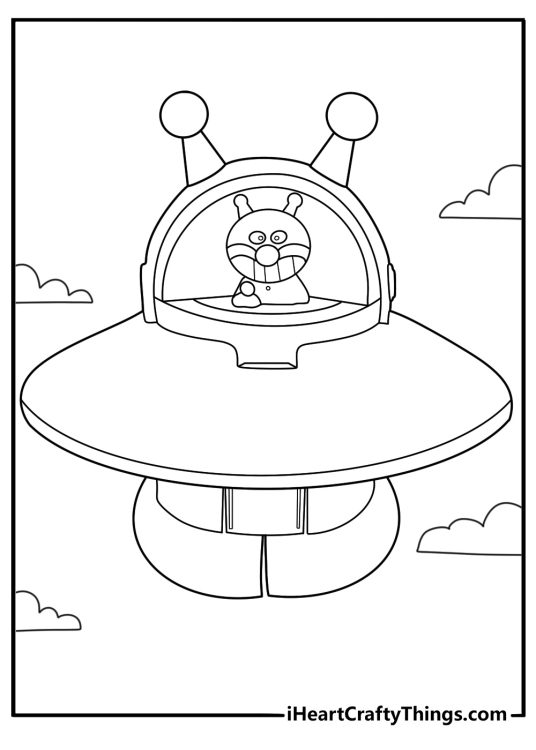 baikinman flying saucer mecha coloring sheet pdf