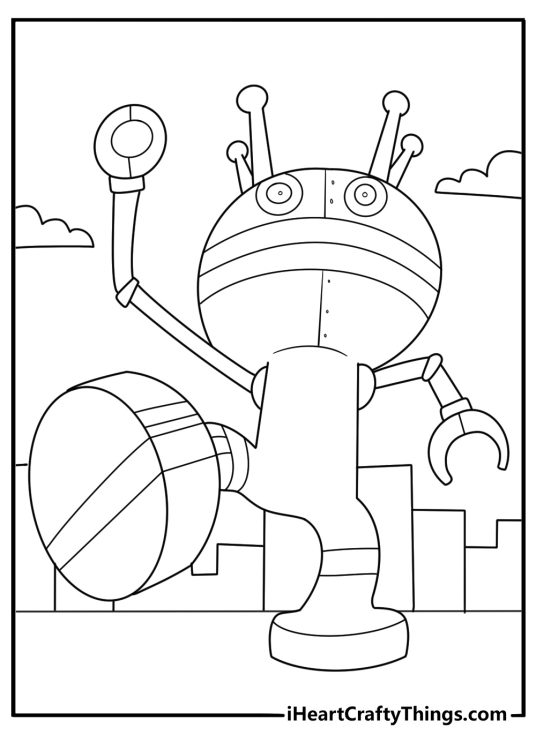 baikinman villain robot mecha detailed coloring page