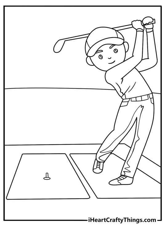 driving range practice coloring page