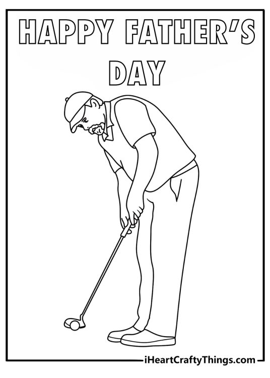 fathers day golf coloring pages card design