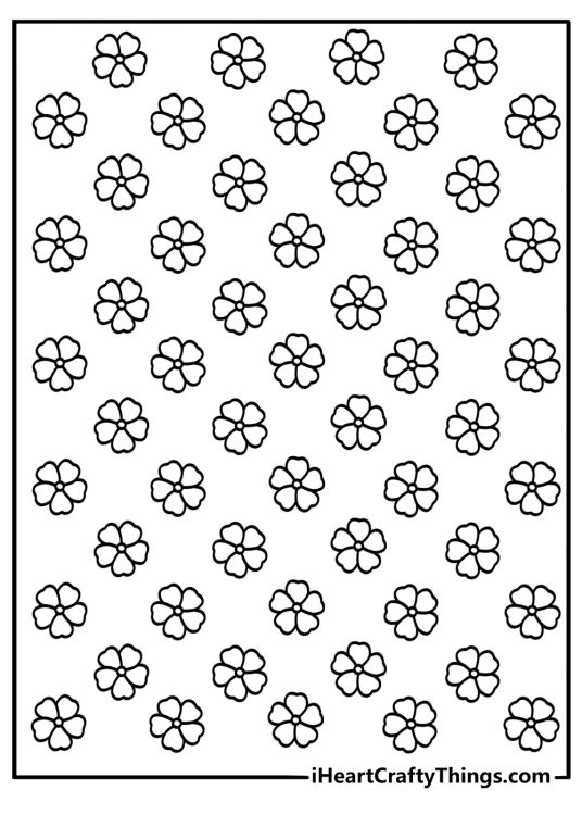 flower pattern coloring pages full page petals and stems