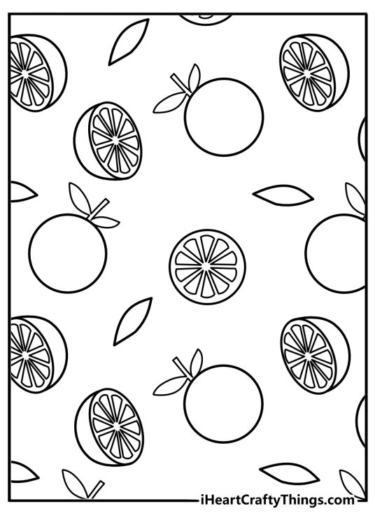 fruit pattern coloring sheet apples pears oranges cute for kids