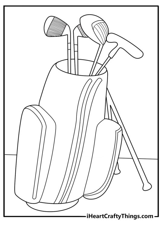 golf bag with clubs coloring sheet