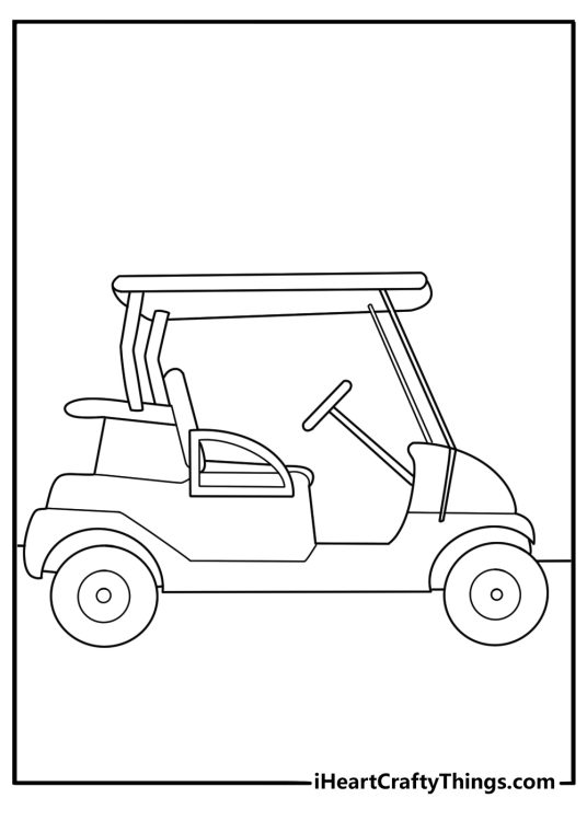 golf cart coloring page simple outline