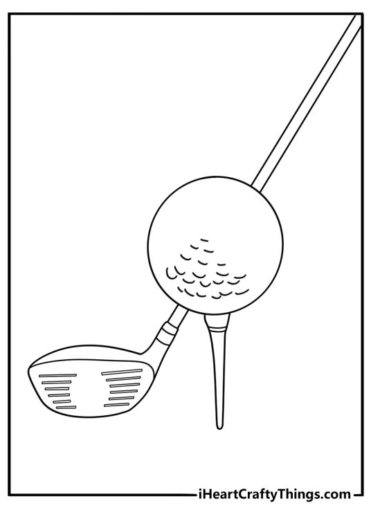 golf club coloring page driver and tee