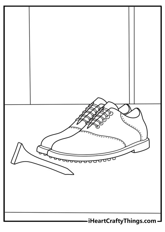 golf shoes and tee markers coloring sheet