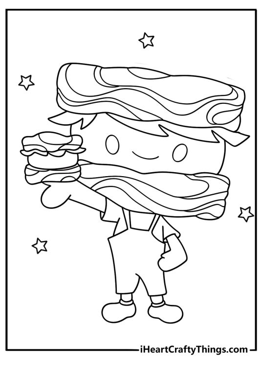 hamburger kid western hero coloring page