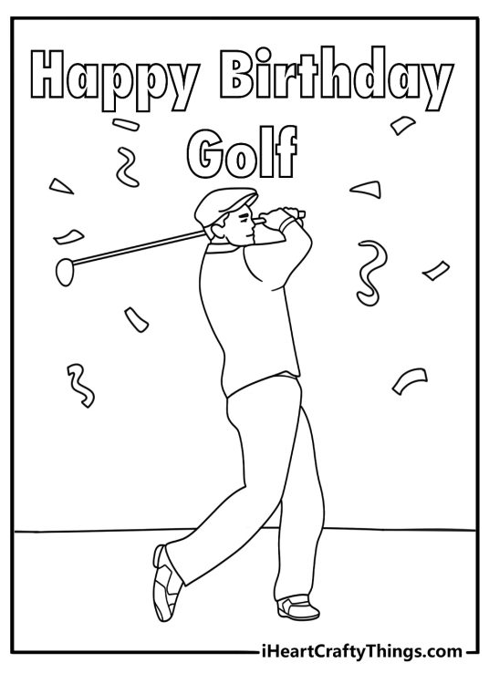 happy birthday golf coloring pages poster