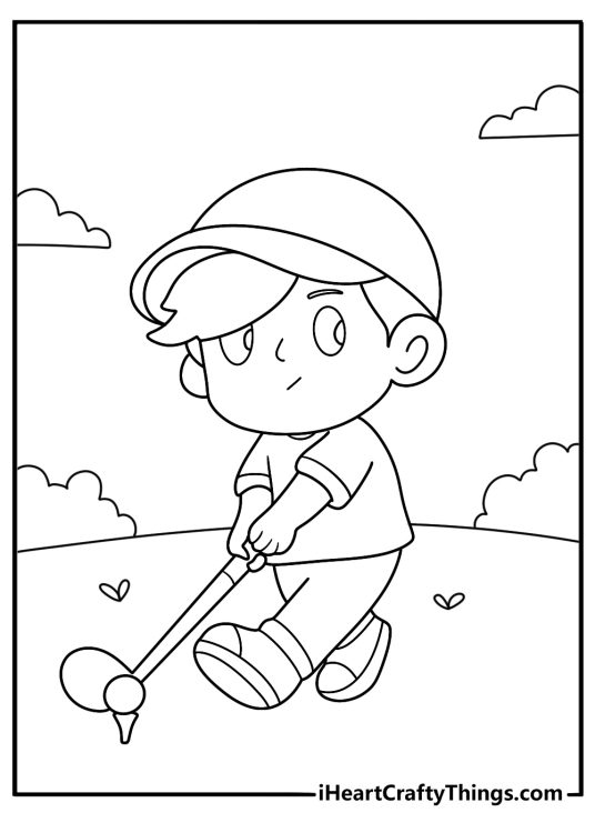 kawaii golfer chibi coloring page