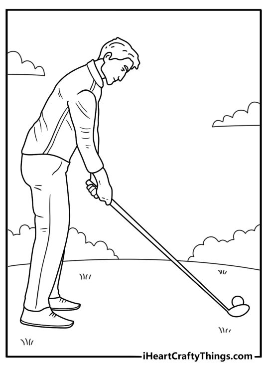 left handed golfer drive coloring page