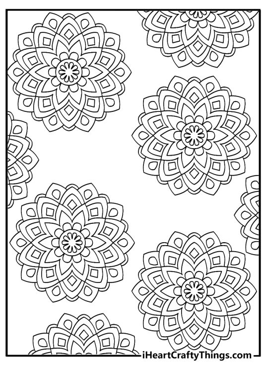 mandala pattern coloring page circular design relaxing printable