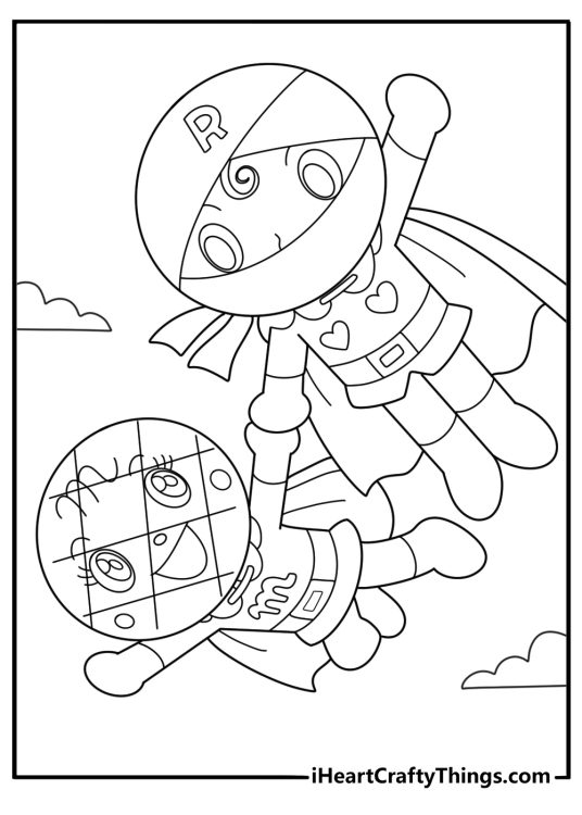 melonpanna and rollpanna sister team cute coloring page