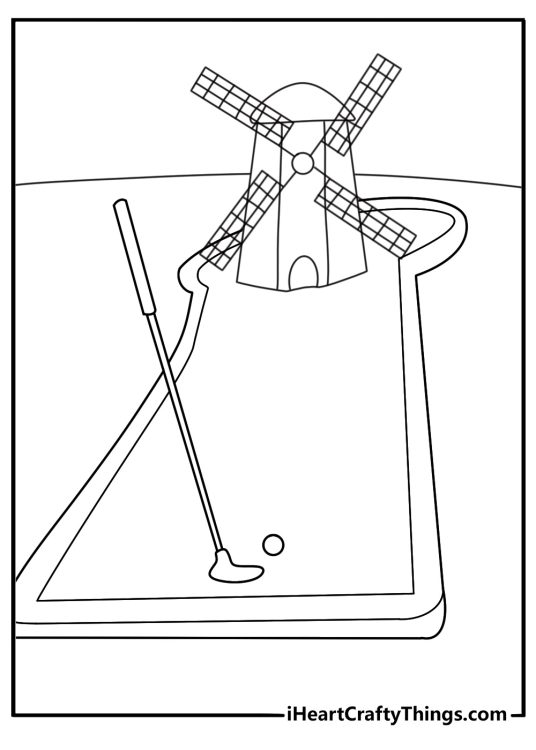 mini golf coloring pages windmill obstacle