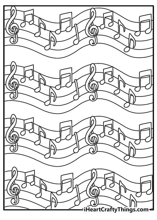 music note pattern coloring page repeat notes and clefs printable
