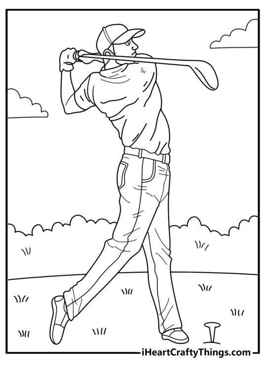 realistic golf coloring sheet for adults