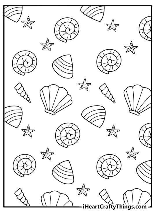 seashell pattern coloring page beach icons simple printable