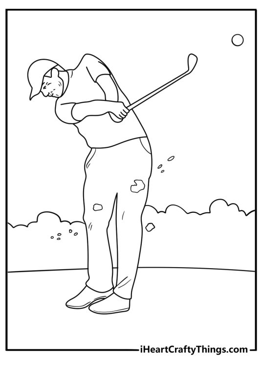 senior golfer steady stance coloring sheet