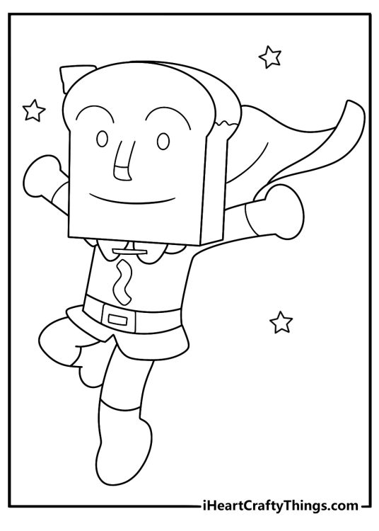 shokupanman bread hero simple coloring page