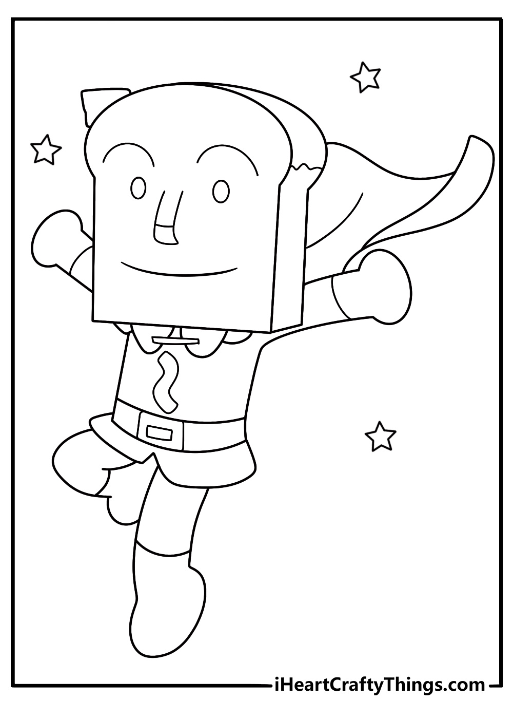 shokupanman bread hero simple coloring page