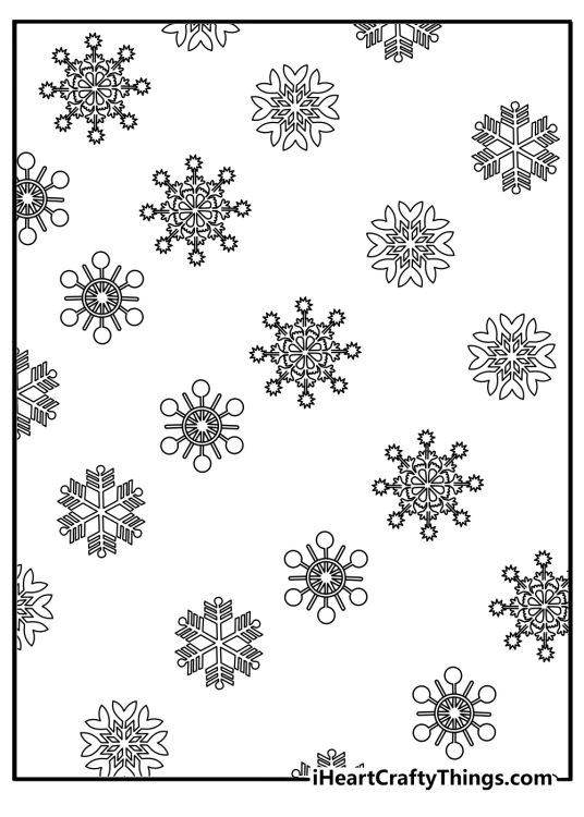 snowflake pattern coloring page winter icons for kids