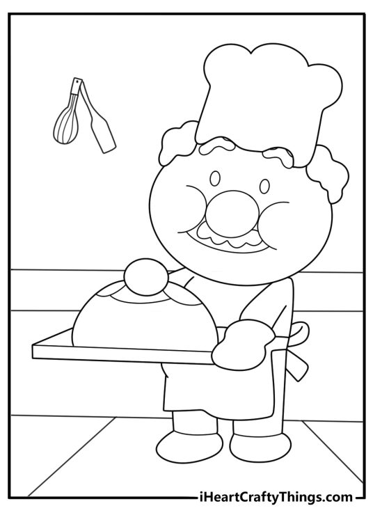 uncle jam bakery making new anpan head printable coloring sheet