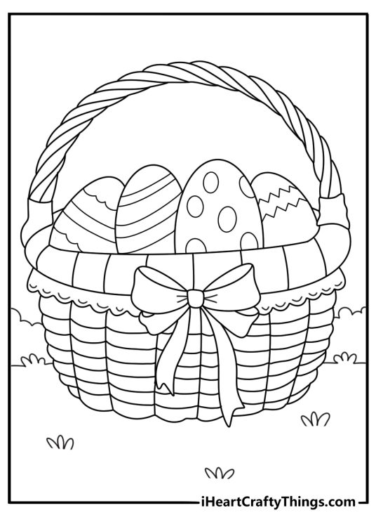 Decorative Easter basket with scalloped edge advanced coloring page