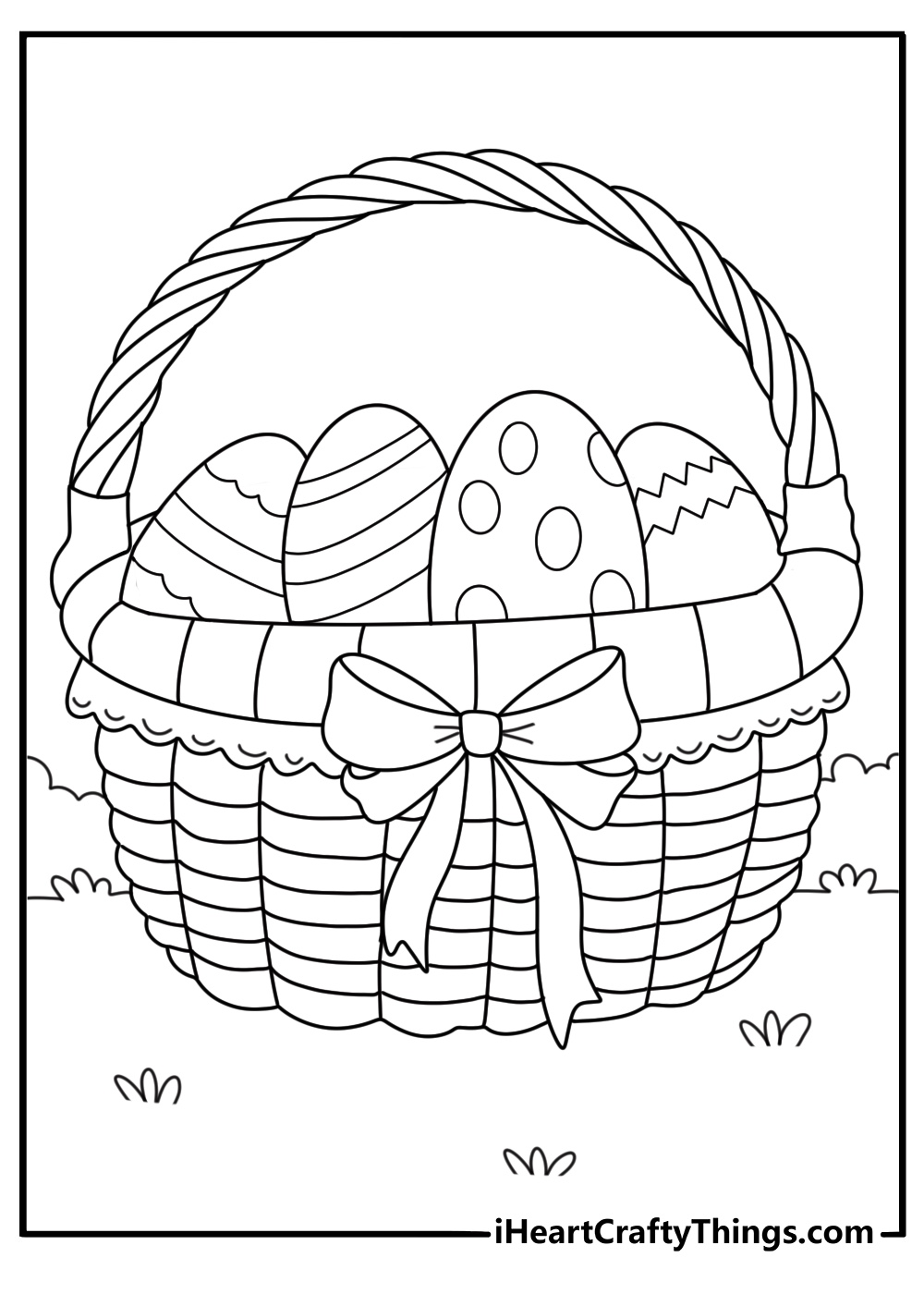 Decorative Easter basket with scalloped edge advanced coloring page
