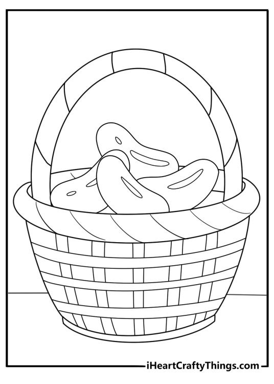 Kawaii Easter basket filled with candy and jelly beans printable for kids