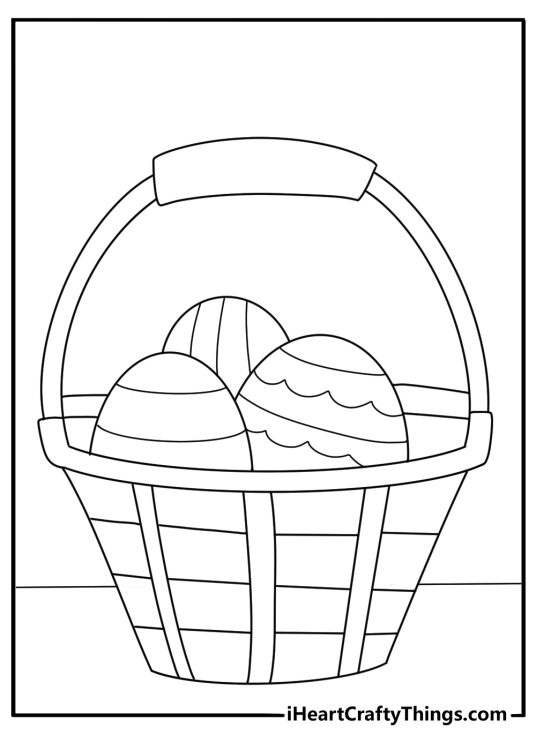 Minimal Easter basket outline for preschool easy coloring sheet