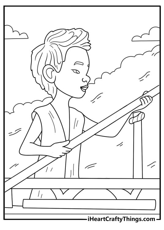 Boun steering boat on wide river simple coloring sheet for kids