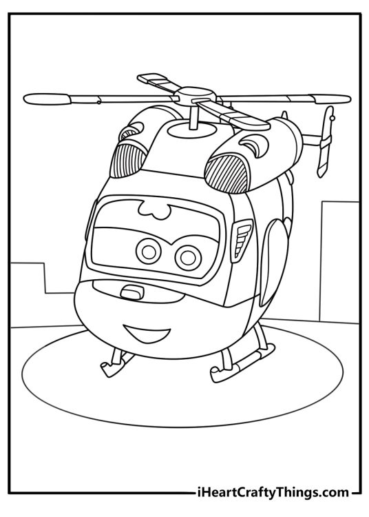 Dizzy landing on hospital rooftop rescue scene coloring sheet