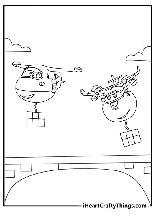 Jett and Donnie building bridge with blocks simple coloring sheet