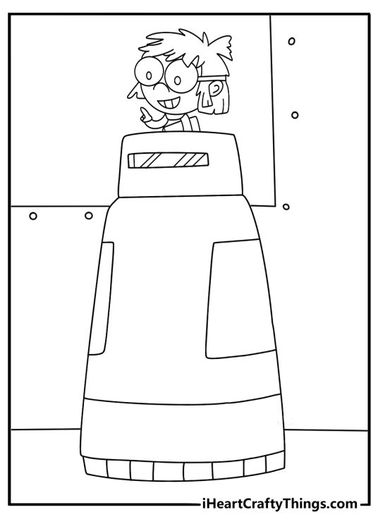 Lisa Loud riding robot she built science coloring printable