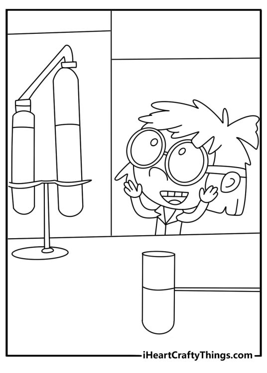 Lisa Loud working on science experiment lab coloring printable