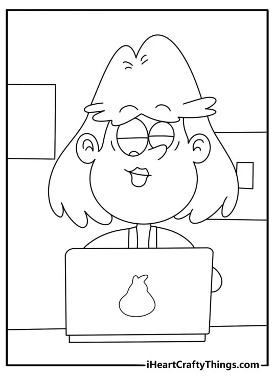 Rita Loud typing on laptop parent themed coloring sheet
