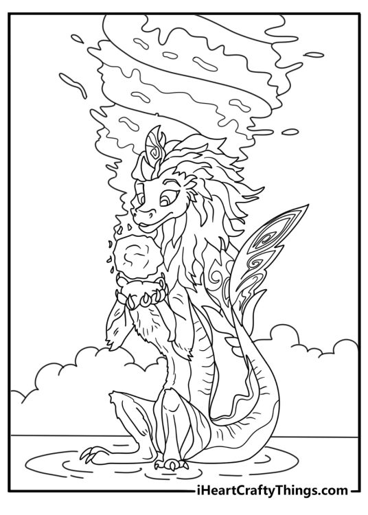 Sisu summoning water from stream fantasy coloring sheet